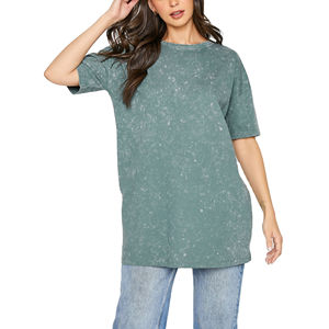 Camiseta de Verano para Mujer, Lavado Ácido, 180GSM, Algodón Transpirable, Ecológica, Estilo Vintage, Informal, Personalizable, Marca Privada OEM - Product Image 1