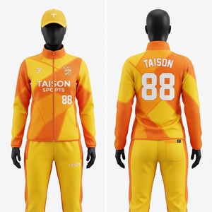Unisex Field Hockey Training Suit 300 GSM Premium Polyester Interlock Orange <b>Yellow</b> Panel Design Custom Logo <b>Tracksuit</b> - Product Image 1