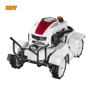 5.5hp Chinese high efficiency agricultural machinery hybrid power 4 rotary blades remote controlled robot lawn mower