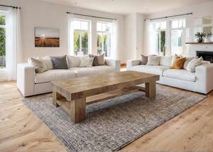 Mesa de Centro de Lujo para Sala de Estar Hecha de Madera Natural Sólida con Tapa Rectangular Gruesa, Estructura y Diseño de Base Duraderos - Product Image 3