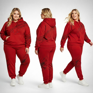 Ensemble de survêtement à capuche grande taille pour femme, imprimé, pull à capuche et pantalon de jogging, ensemble 2 pièces, tenue d'hiver pour femme, ensemble de survêtement en molleton français - Product Image 5