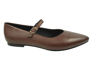 Chaussures plates Mary Jane marron pour femmes, bout carré, bride à la cheville, fermeture à boucle, respirantes, toutes saisons - Product Image 1