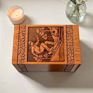 Urne funéraire en bois personnalisée gravée pour skateboarder, souvenir commémoratif par AYAANS - Product Image 4