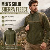 Veste Sherpa Homme Entièrement Zippée en Polaire D'Agneau Chaude pour l'Hiver, Manteau Décontracté en Polaire Personnalisé pour Homme, Vente en Gros