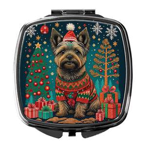 Cairn Terrier Christmas Compact <b>Travel</b> <b>Makeup</b> <b>Mirror</b> Portable Folding Handheld Design Gift for Women and Girls - Product Image 1