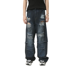 Pantalones vaqueros holgados con lavado ácido para hombre, con logotipo personalizado OEM, pantalones vaqueros de alta calidad con lavado ácido apilado para hombre - Product Image 2