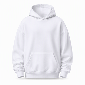Sudadera con Capucha Extra Grande de 250 Gramos, 100% Algodón, Tejido de Punto, para Hombre, Ropa Urbana de Invierno, Blanca, Manga Larga - Product Image 1