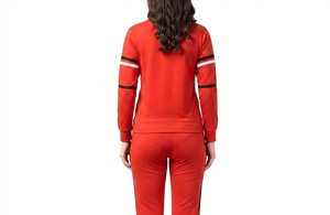 Survêtement de maternité rouge pour femme, manches longues, col rond, couleur unie, pantalon décontracté avec poches latérales, taille élastique, vêtements d'automne - Product Image 4