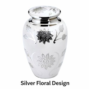 Traditional Urn with Silver Bird Engraving Round <b>Decorative</b> <b>Vase</b> for Sympathy Home Décor - Product Image 4