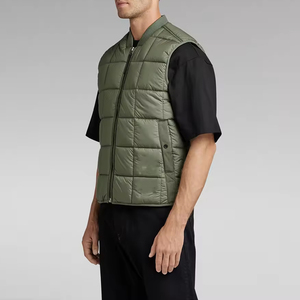 Chaleco Acolchado de Invierno para Hombre, Azul, con Capucha, Sin Mangas, con Múltiples Bolsillos Utilitarios, Cierre de Botones a Presión - Product Image 2