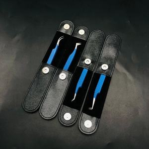 Pince à épiler d'extension de cils bleue enduite de poudre professionnelle en acier inoxydable massif avec prise en diamant Extension de cils pointue - Product Image 4