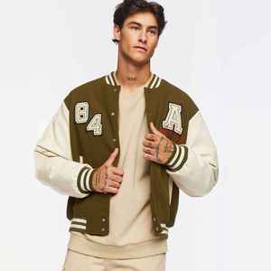 Bulk Wholesale Custom Wool Canvas Varsity Letterman Jackets with Stand Collar and Front Logo OEM - Product Image 6