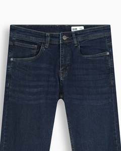 กางเกงยีนส์เดนิมทรงสลิมฟิตสีน้ำเงินเข้มสำหรับผู้ชาย - กางเกงยีนส์สีน้ำเงินกรมท่าแบบคลาสสิก ระบายอากาศได้ดี เหมาะสำหรับฤดูใบไม้ผลิและฤดูหนาว ลายตัวอักษรทอ ลดราคา - Product Image 3