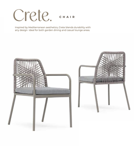 Modern Eco-Friendly Rope Woven <b>Stackable</b> <b>Garden</b> <b>Chair</b> Outdoor Patio Armchair Cushioned Seat Mediterranean Leisure Dining - Product Image 1