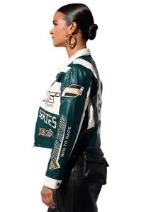 Chaqueta de Carreras para Mujer, Estilo Corto, Multicolor, con Cuello de Letras, Transpirable, Bordada, Personalizada, de Cuero, para Otoño - Product Image 2