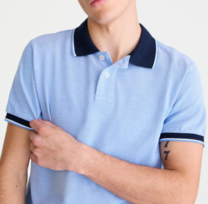 Chemise de rugby en coton de haute qualité pour hommes, vente en gros, nouveau design, impression de logo personnalisé, col contrasté, manches contrastées, tricot rayé - Product Image 4