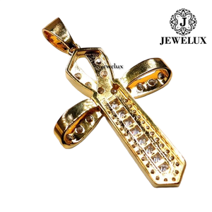 JEWELUX Colgante de Cruz Chapado en Oro con Cristal Tallado en Canal, Amuleto Religioso, Joyería Unisex de Proveedor Indio - Product Image 1