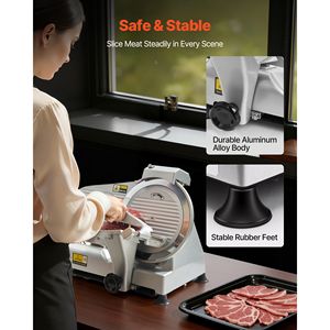 Affettatrice Elettrica Commerciale da 10 Pollici, 320W, Lama in Acciaio SUS420, Spessore Regolabile 0-0,4 Pollici, Affettatrice per Carne - Product Image 6