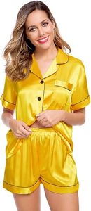 Ensemble de pyjama en satin de soie de luxe pour femmes RTS, taille élastique, manches courtes, uni, pour l'automne/l'hiver/l'été - Product Image 4