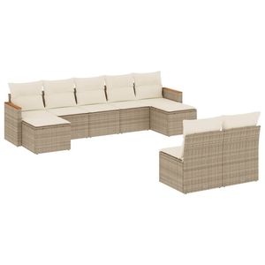 Grand ensemble de canapé de jardin modulaire en rotin PE beige mobilier modulaire d'extérieur confortable - Product Image 2