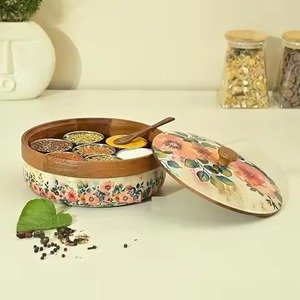 Organizador de Especias Decorativo de Madera, Contenedor de Masala con Múltiples Secciones para Almacenar Hierbas y Condimentos - Product Image 2