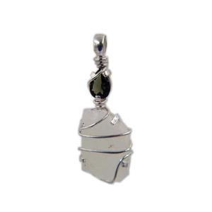925artpalace Moldavite et Tektite libyenne Pendentif en pierres précieuses Argent 925 Synergie de guérison avec breloques charmantes - Product Image 2