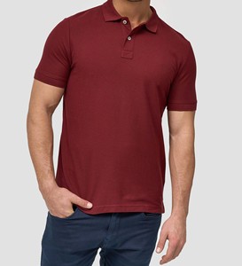 Chemise à manches courtes pour homme, couleur bordeaux, 100% coton piqué, tricotée, décontractée, couleur unie, respirante, séchage rapide, 240 grammes, service OEM - Product Image 4
