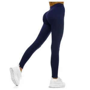 Ropa deportiva de spandex con logo personalizado, pantalones de yoga de cintura alta para mujer, leggings sin costuras para gimnasio, entrenamiento y fitness, en venta. - Product Image 5