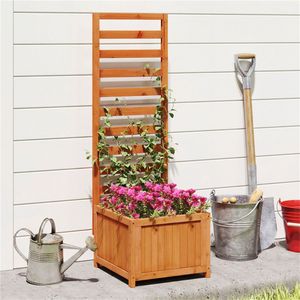 Jardinera Elevada de Madera 2 en 1 con Sistema de Drenaje Eficiente para Plantas Trepadoras y Flores - Product Image 1