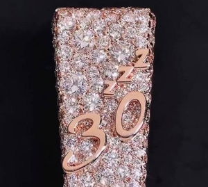 Pendentif personnalisé en moissanite de luxe avec initiale, style hip-hop, plaqué or rose, collier statement, cadeau pour homme et femme - Product Image 2
