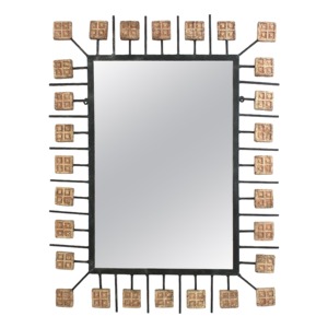 New Arrival Mid Century Modern Iron Mirror With Decorative <b>Square</b> <b>Frame</b> Wall Mounting - Product Image 4
