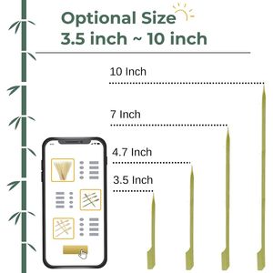 Spiedini in bambù da 10 pollici per grigliare, barbecue, shish kebab e frutta - Spiedini piatti in legno per cucina, dimensioni opzionali, 3 accessori per barbecue - Product Image 3