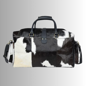 Bolsa de viaje de cuero con pelo de vaca, estilo vintage, de gran capacidad, para hombre, LHTB-0006 - Product Image 1