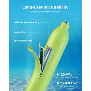 Mini Bombola Subacquea Portatile da 0,5L, Riutilizzabile, per Immersioni di 10 Minuti, Serbatoio Portatile per Respirazione Subacquea con Ossigeno/Aria - Product Image 3