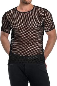 Fashion Men's Mesh Transparent Slim Fit Skinny Shirt Sexy <b>Fishnet</b> Short Sleeve O-Neck Tees Tops T Shirt Man Clothing Breathable - Product Image 2