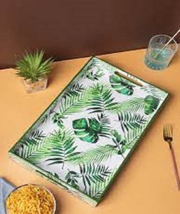 Recién llegado, bandeja de servicio de madera Rectangular, vajilla de madera Natural con estampado de esmalte para comedor en casa - Product Image 6