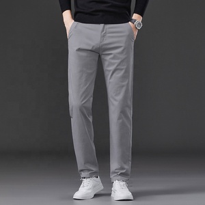 Alta calidad 98.4% algodón 1.6% Spandex peso medio otoño cremallera Fly Smart Casual sarga pantalones negocios Chino pantalones para hombres - Product Image 4