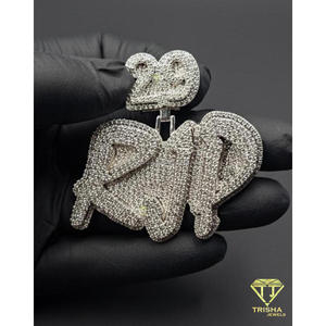 Collier Hip Hop avec pendentif en diamant cultivé en laboratoire, style "RJP", chaîne scintillante, bijoux de luxe, cadeau - Product Image 5