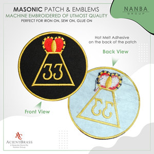 Écusson brodé du Rite écossais du 33e degré de la franc-maçonnerie, avec une couronne dorée - Product Image 2