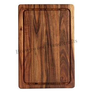 Planche à découper en bois d'acacia massif naturel avec rainure profonde pour jus Planche en bois élégante pour cuisine et restaurant à bon prix - Product Image 1
