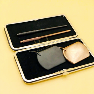 <b>Square</b> Shape Eyelash Extension <b>Mirror</b> Rose gold plasma Color And Black Powder Coated Color Lash Artist Tool And magnetic Case - Product Image 2
