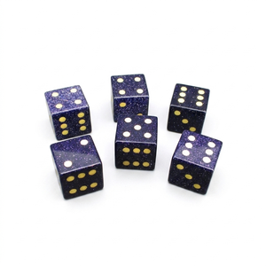 Dados D6 de Piedra Dorada Azul, Cubo de Piedra Preciosa Natural, Dados D6 de Cristal Grabados, Sets de Dados Personalizados - Product Image 1