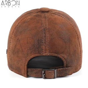 Nouvelles casquettes de sport en cuir marron tendance 2026, faites sur mesure, durables, finition vieillie, style streetwear décontracté, prix de gros - Product Image 4