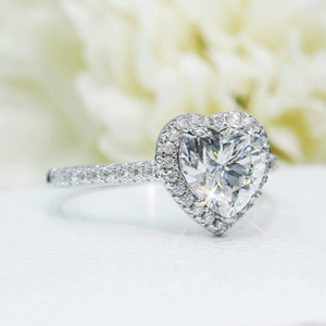 925 Sterling Silver Engagement Band Heart Cut 2 Carats Vvs Moissanite Main Diamond Women Wedding <b>Finger</b> <b>Rings</b> - Product Image 3