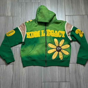 Meilleure qualité logo personnalisé Vintage surdimensionné broderie Streetwear à capuche ourlet recadrée patché Vintage lavage à l'acide sweats à capuche des hommes - Product Image 3