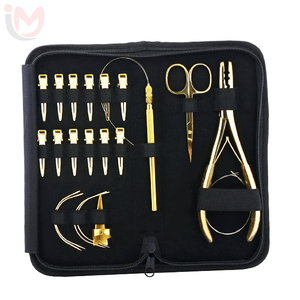 Kit d'outils pour extensions de cheveux : pinces métalliques, ciseaux, outil à boucles, ensemble de retrait de micro-anneaux - Product Image 1
