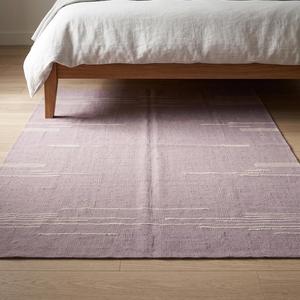 Timeless Handwoven Flatweave Wool Anti-Slip Medium Pile Mauve <strong>Lavender</strong> <strong>Rug</strong> Ivory Solid Color Minimalist Kilim Area Carpet - Product Image 5