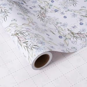 Rollo de Papel de Regalo Floral con Diseño de Mariposas y Flores en Acuarela Azul Claro, 17 Pulgadas x 16.5 Pies, para Decoraciones de Bodas y Fiestas - Product Image 3
