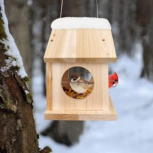 Comedero de Madera para Pájaros, Casa para Pájaros Pequeños con Diseño Colgante para Decoración de Jardín y Patio Exterior, Platos y Comederos para Mascotas - Product Image 2