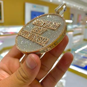 Colgante para Hombre con Moissanita Real de Corte Redondo de 5 Quilates, Plata de Ley 925, Nombre Personalizable, Chapado en Oro Rosa de 14K - Product Image 2